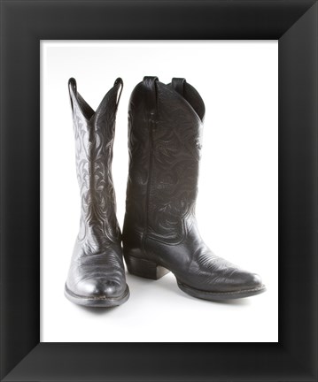 Framed Black Cowboy Boots Print