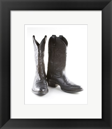 Framed Black Cowboy Boots Print