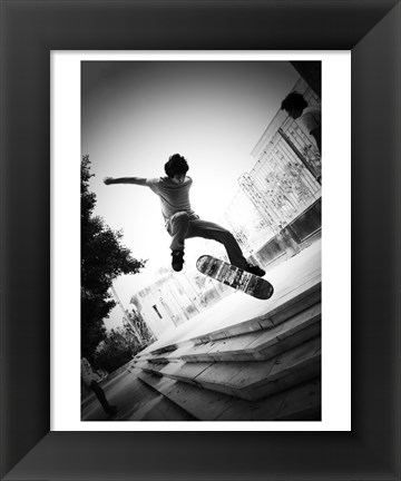 Framed Skateboarding Black And White Print