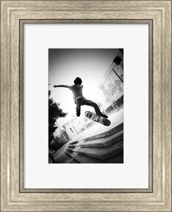 Framed Skateboarding Black And White Print
