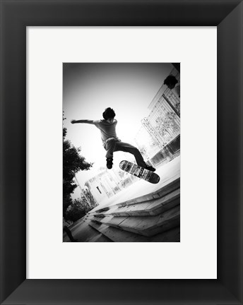 Framed Skateboarding Black And White Print