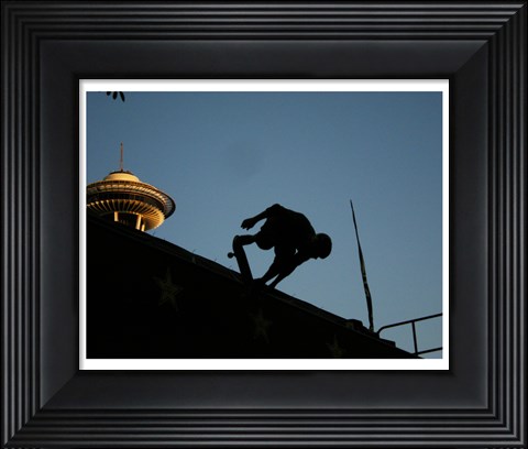 Framed Skateboarder About to Go Down a Halfpipe Print