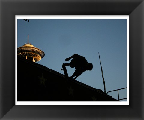 Framed Skateboarder About to Go Down a Halfpipe Print