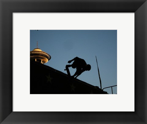 Framed Skateboarder About to Go Down a Halfpipe Print