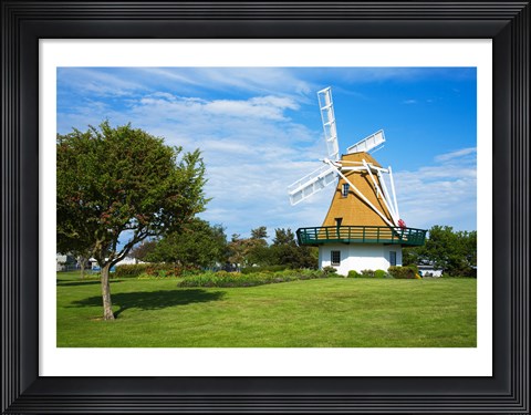 Framed Traditional windmill in a field, City Beach Park, Oak Harbor, Whidbey Island, Island County, Washington State, USA Print