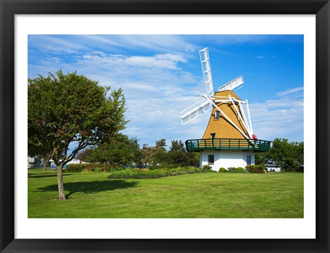 Framed Traditional windmill in a field, City Beach Park, Oak Harbor, Whidbey Island, Island County, Washington State, USA Print