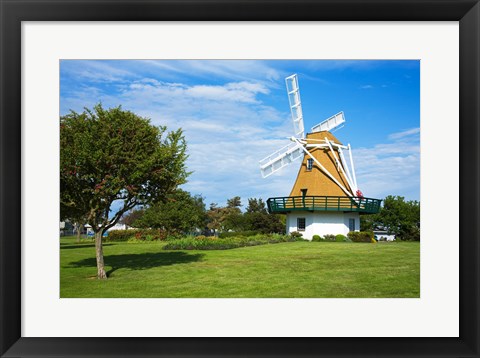 Framed Traditional windmill in a field, City Beach Park, Oak Harbor, Whidbey Island, Island County, Washington State, USA Print