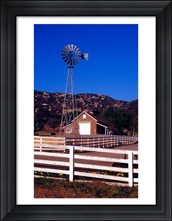 Framed USA, California, windmill on farm Print