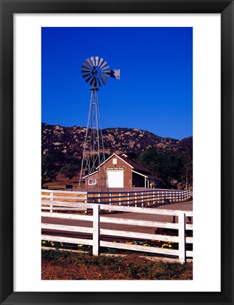 Framed USA, California, windmill on farm Print