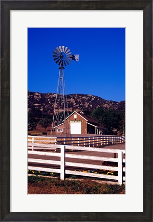 Framed USA, California, windmill on farm Print