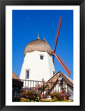 Framed Windmill on Alisal Road, Solvang, Santa Barbara County, Central California up close Print