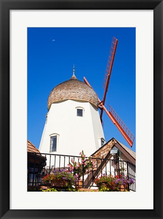 Framed Windmill on Alisal Road, Solvang, Santa Barbara County, Central California up close Print