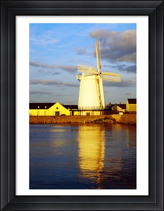 Framed Reflection of a traditional windmill in a river, Blennerville Windmill, Tralee, County Kerry, Ireland Print