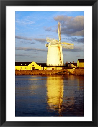 Framed Reflection of a traditional windmill in a river, Blennerville Windmill, Tralee, County Kerry, Ireland Print