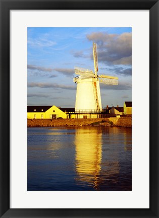 Framed Reflection of a traditional windmill in a river, Blennerville Windmill, Tralee, County Kerry, Ireland Print