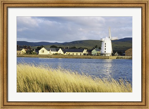Framed Traditional windmill along a river, Blennerville Windmill, Tralee, County Kerry, Ireland Print