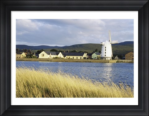 Framed Traditional windmill along a river, Blennerville Windmill, Tralee, County Kerry, Ireland Print