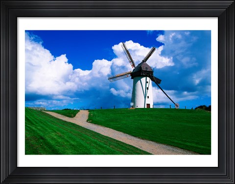 Framed Traditional windmill in a field, Skerries Mills Museum, Skerries, County Dublin, Ireland Print