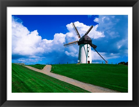 Framed Traditional windmill in a field, Skerries Mills Museum, Skerries, County Dublin, Ireland Print