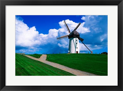 Framed Traditional windmill in a field, Skerries Mills Museum, Skerries, County Dublin, Ireland Print