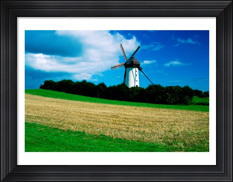 Framed Traditional windmill in a field, Skerries Mills Museum, Skerries Print