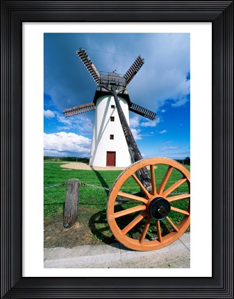 Framed Low angle view of a traditional windmill, Skerries Mills Museum, Ireland (with a wheel) Print