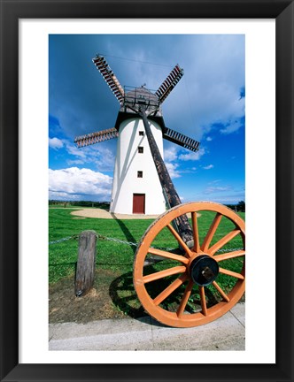 Framed Low angle view of a traditional windmill, Skerries Mills Museum, Ireland (with a wheel) Print