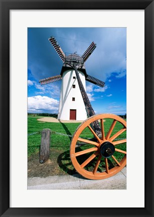 Framed Low angle view of a traditional windmill, Skerries Mills Museum, Ireland (with a wheel) Print