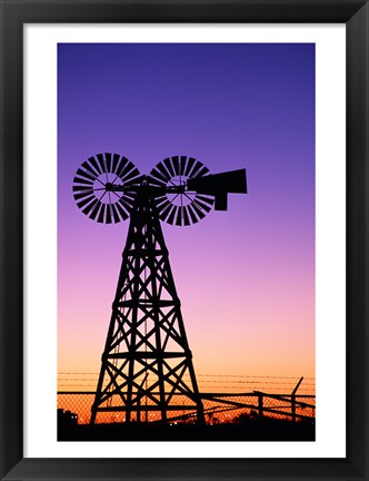 Framed Silhouette of a windmill, American Wind Power Center, Lubbock, Texas, USA Print