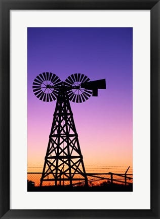 Framed Silhouette of a windmill, American Wind Power Center, Lubbock, Texas, USA Print