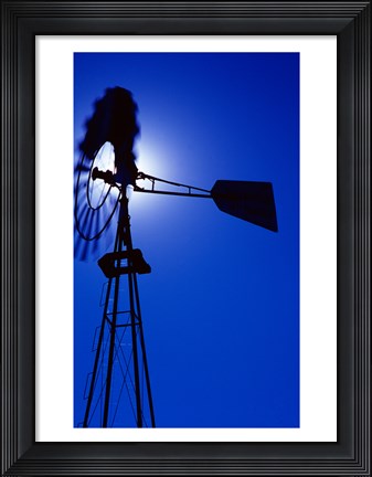 Framed Silhouette of a windmill, American Wind Power Center, Lubbock, Texas, USA Print