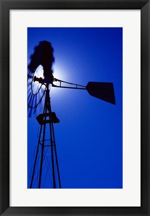 Framed Silhouette of a windmill, American Wind Power Center, Lubbock, Texas, USA Print