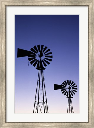Framed Silhouette of windmills, American Wind Power Center, Lubbock, Texas, USA Print