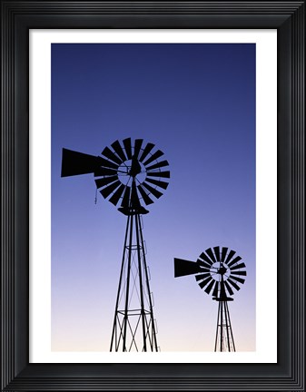 Framed Silhouette of windmills, American Wind Power Center, Lubbock, Texas, USA Print