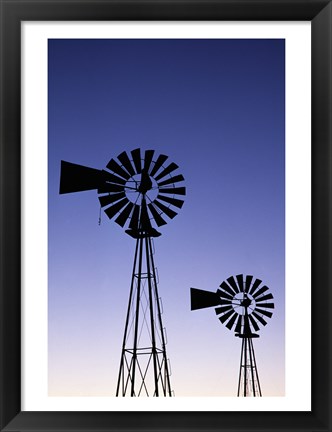 Framed Silhouette of windmills, American Wind Power Center, Lubbock, Texas, USA Print