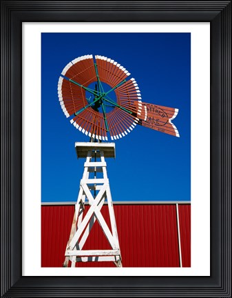 Framed Red Windmill in Texas Print