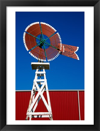 Framed Red Windmill in Texas Print