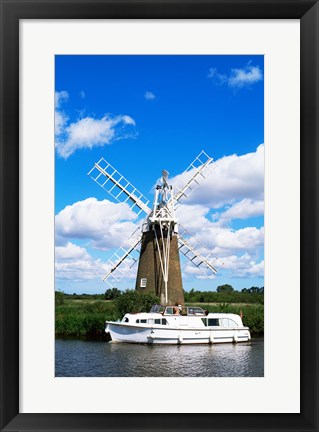 Framed Low angle view of a traditional windmill, Thurne, Norfolk Broads, Norfolk, England Print
