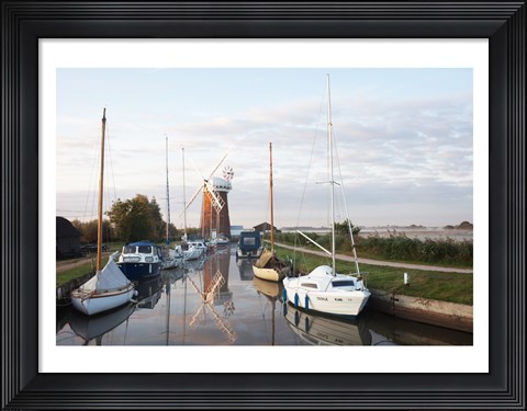 Framed Drainage windmill at the riverside, Horsey Windpump, Horsey, Norfolk, East Anglia, England Print