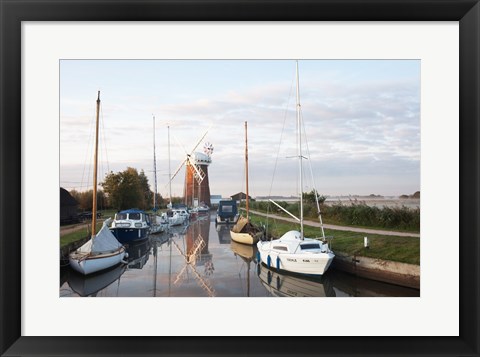 Framed Drainage windmill at the riverside, Horsey Windpump, Horsey, Norfolk, East Anglia, England Print