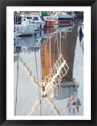 Framed Reflection of drainage windmill in the river, Horsey Windpump, Horsey, Norfolk, East Anglia, England Print