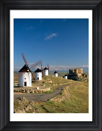 Framed Windmills, La Mancha, Consuegra, Castilla-La Mancha, Spain By Field Print