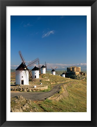 Framed Windmills, La Mancha, Consuegra, Castilla-La Mancha, Spain By Field Print