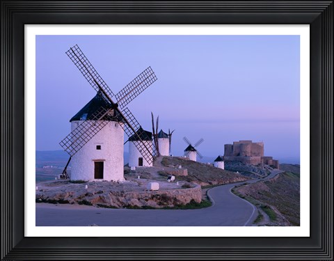 Framed Windmills, La Mancha, Consuegra, Castilla-La Mancha, Spain In Blue Light Print