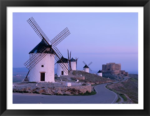 Framed Windmills, La Mancha, Consuegra, Castilla-La Mancha, Spain In Blue Light Print