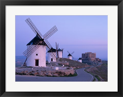 Framed Windmills, La Mancha, Consuegra, Castilla-La Mancha, Spain In Blue Light Print