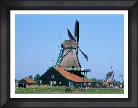 Framed Windmills, Zaanse Schans, Netherlands Print