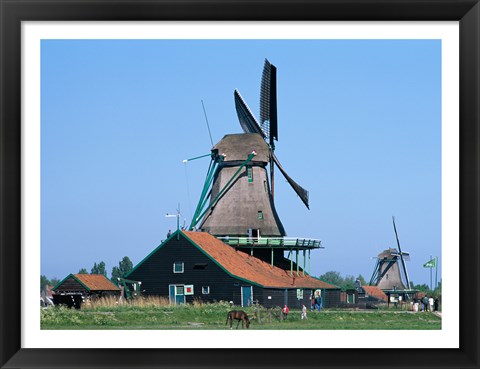 Framed Windmills, Zaanse Schans, Netherlands Print