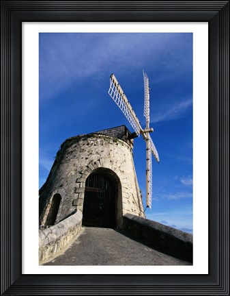Framed Windmill at the Whim Plantation Museum, Frederiksted, St. Croix Closeup Print