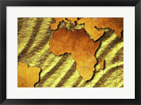 Framed Close-up of a map of Africa Print